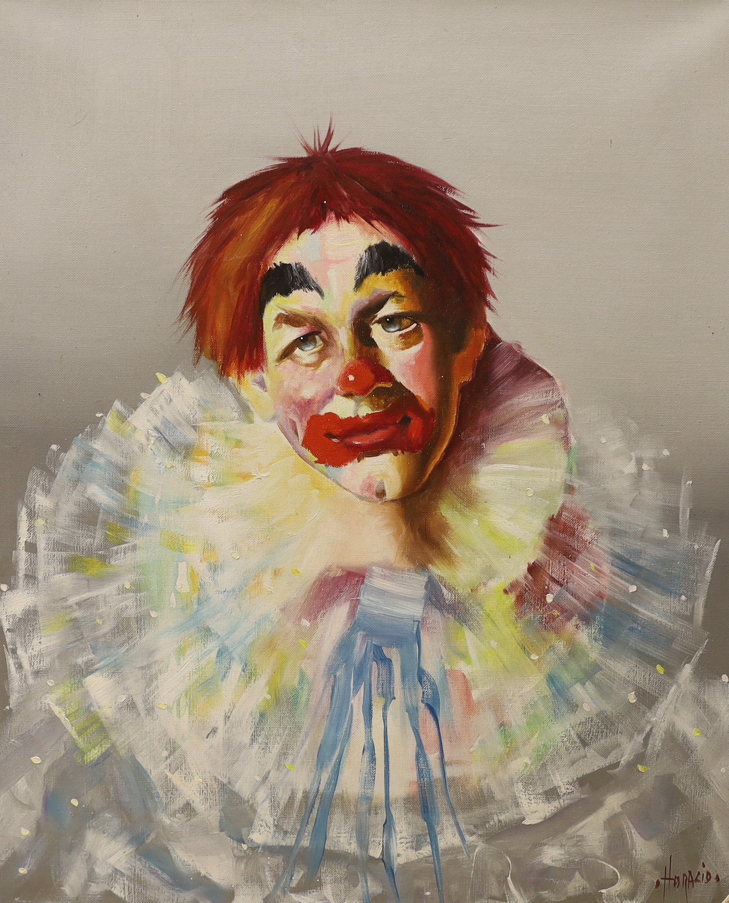 Haralid, oil on canvas, Portrait of a clown, signed, 54 x 46cm